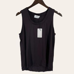 Lanston‎ Brown Satin Scoop Neck Top